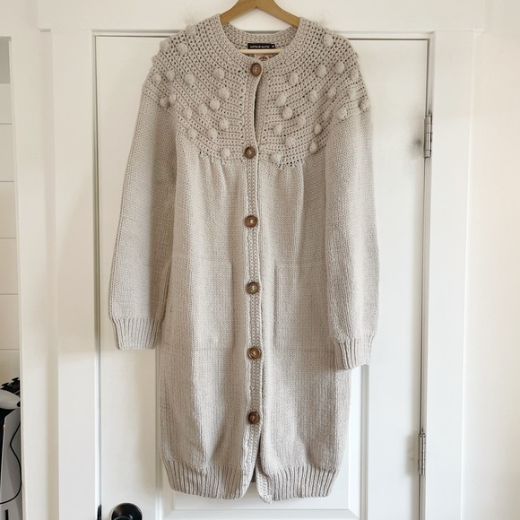 Gorgeous Antik Batik Long 100% Wool Knit Cardigan - M - Picture 1 of 5